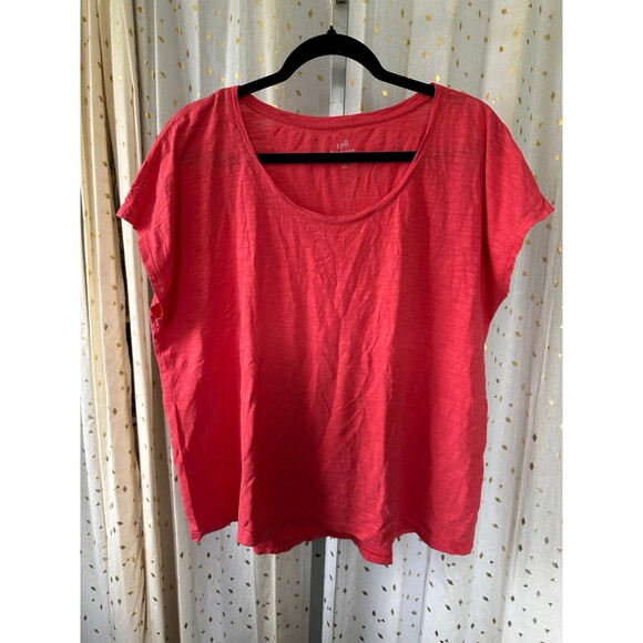 J. Jill Women's Salmon 100% Cotton Scoop-Neck Slub Tee Basic T-Shirt Petite XL - Picture 2 of 5